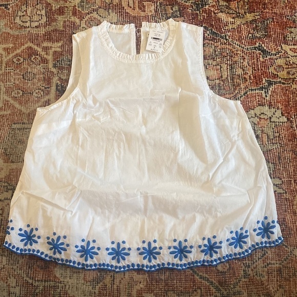 J Crew Factory Cotton high-neck swing top with embroidery BI353 - Picture 1 of 5